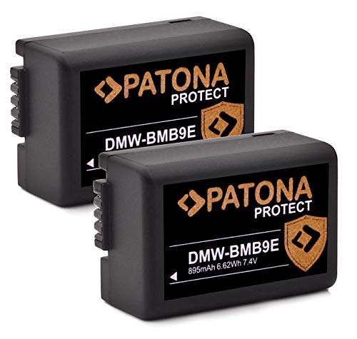 PATONA Protect V1 (2X) Akku DMW BMB9 E BMB9E (895mAh) - kompatibel mit Panasonic Lumix DC FZ82 DMC FZ72 FZ62 FZ45 FZ48 FZ100 FZ150 Leica V-LUX 3