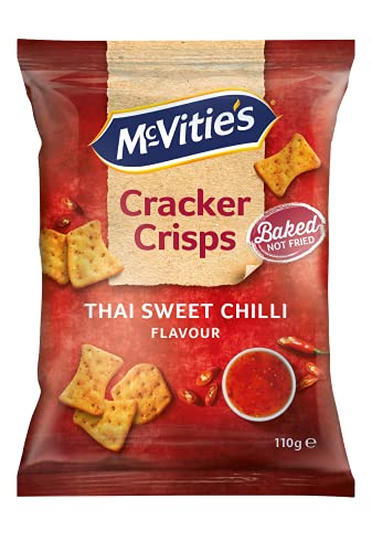 McVitie's Cracker Crisps Thai Sweet Chilli, herzhaft gewürzter Snack mit süßlich-scharfem Chilli-Geschmack, knusprig im Ofen gebackene Kräcker, 14x110 g
