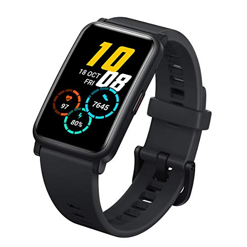 HONOR Watch ES - Gesundheits und Fitness Smartwatch, 1,64-Zoll-AMOLED-Display mit 95 Trainingsmodi, Schrittzählern, Schlafmonitor, 5ATM-Aktivitätsarmband Andriod iOS (Meteoriten Schwarz)