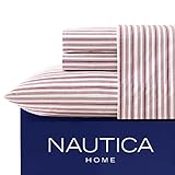 Nautica - Perkal-Kollektion – Bettwäsche-Set – 100 % Baumwolle, knackig und kühl, leicht und feuchtigkeitsableitend Bettwäsche, Twin, Coleridge Red
