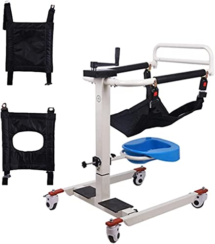 Transportrollstuhl aus Stahl - Tragbarer Patientenlift-Rollstuhl für zu Hause, Ganzkörper-Patiententransferlifter mit gepolstertem Sitz am Nachttisch für ältere Senioren mit Behinderung
