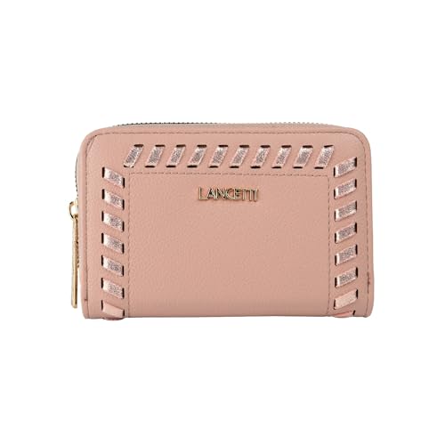 Lancetti Geräumige Damengeldbörse aus PU-Leder mit Geschenkbox, Rosa Kleiner Hügel, Casual