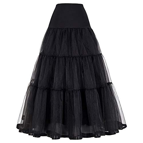 GRACE KARIN Unterrock Damen schwarz Reifrock a Linie Petticoat für Rockabilly Kleid M CL421-1