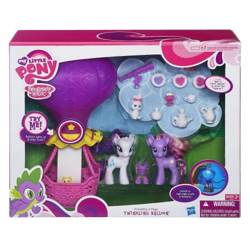 My Little Pony - FRiENDSHiP iS MAGiC - Twinkling Balloon - Exklusive Playset - Leuchtender Ballon - mit Rarity & Daisy Dreams & Spike dem Drachen - mit tollem Zubehör, Licht, Sound und Nachtlichtfunktion