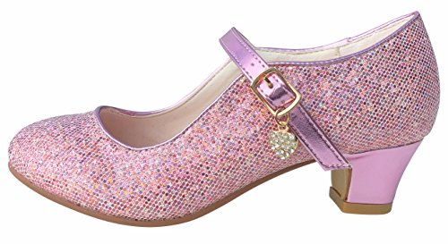 La Senorita ELSA Frozen Prinzessinnen Schuhe rosa mit kleines Herzchen Spanische Flamenco Schuhe (Größe 30 - Innenmaß 19,5 cm)