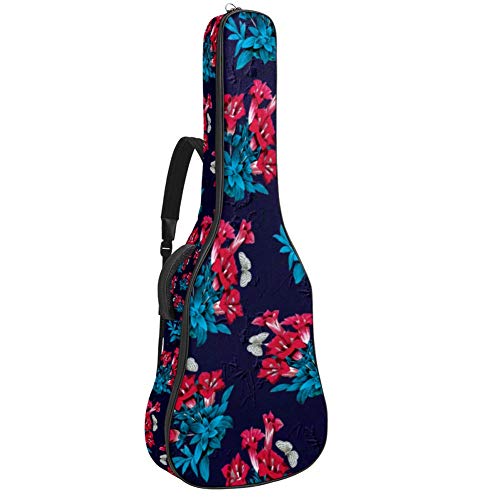 Gitarren-Gigbag, wasserdicht, Reißverschluss, weicher Gitarren-Rucksack, Bass, Akustik- und klassische Folk-E-Gitarrentasche, Glory Flowers