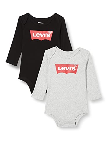 Levi's Kids Unisex LHN LS 2PK Batwing Bodysuit SE Box-Sets, Grey Heather, 0-6 Monate
