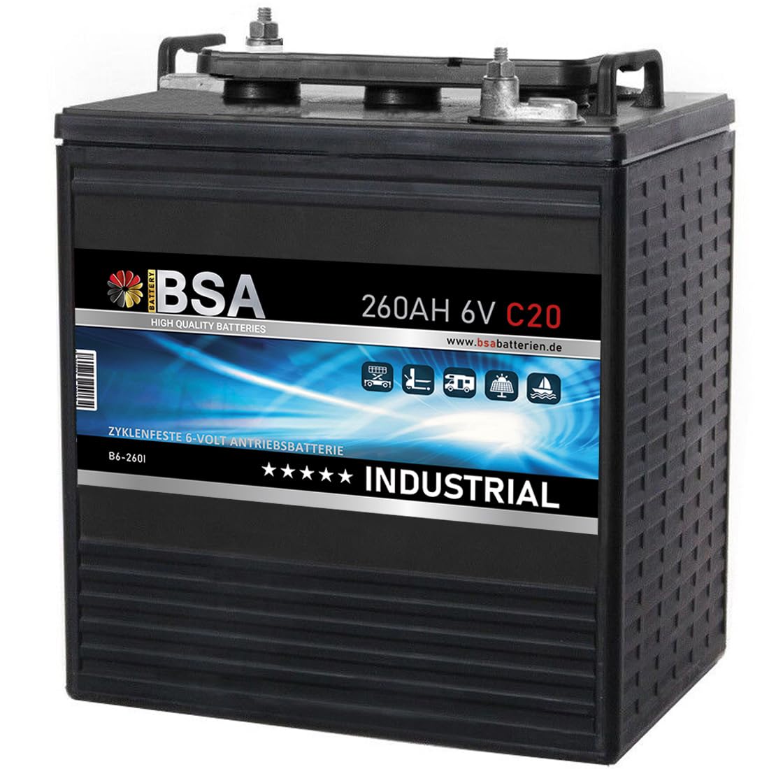 BSA Batterie 6V 260Ah C20 Traktionsbatterie Antrieb Gabelstapler Stapler Hubwagen Hebebühne Elektroauto Batterie Golfcart Batterie 215Ah C5