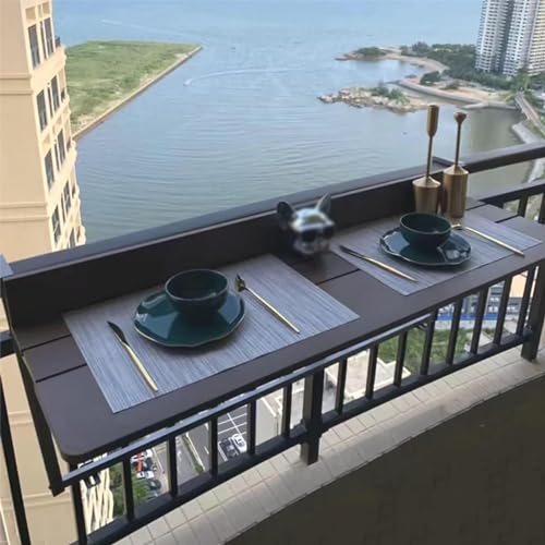 FLYIFE Decktisch, Balkon-Stehtisch für Geländer, Balkontisch zum Aufhängen, verstellbare Outdoor-Hängestangentische für Deck, multifunktionaler Geländer-Hängetisch, Beistelltische für Terrasse, pla