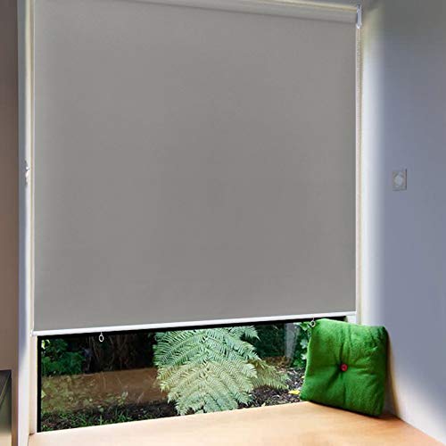 Froadp 100x140cm Senkrechtmarkise Außenrollo Sichtschutzrollo Reflektierende Thermofunktion Balkonrollo für Fenster & Türen(Grau)