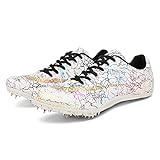 WOund Unisex Track Spike Schuhe, Leichtathletik-Laufschuhe für Sprint und Mittelstrecke,Weiß,40