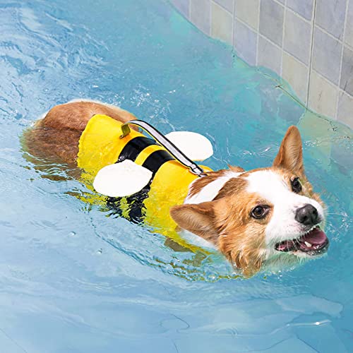 Hundeschwimmweste Ripstop mit reflektierenden Streifen und Rettungsgriff, Rettungsweste für Haustiere für Schwimmbad, Strand, Bootfahren (Größe: S (43–56 cm))