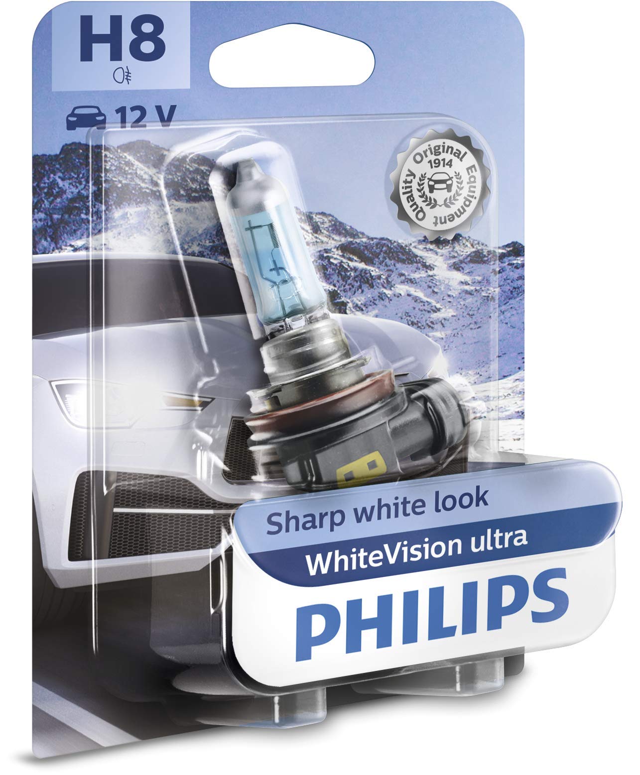 Philips WhiteVision ultra H8 Scheinwerferlampe, Einzelblister 12360WVUB1