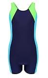 Aquarti Mädchen Badeanzug mit Bein Ringerrücken, Farbe: Schwarz/Graphit/Amarant, Größe: 134