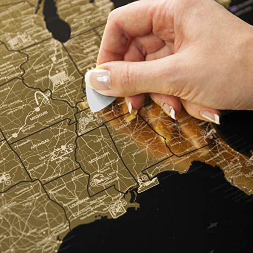 Premium Scratch Off USA Poster - 60 x 40 cm - Rewritable US Travel Map – Made From Flexible Plastic