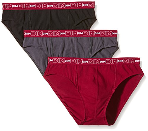 Dim Men Coton Stretch Slip x3 Unterhose, Multicolore (Gris Plomb/Rouge Chili/Noir 5bg), XL (3er Pack)