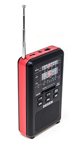 DEGEN DE36 Wiederaufladbares AM FM Kurzwellenradio & MP3-Player mit integriertem Micro SD TF Kartenleser