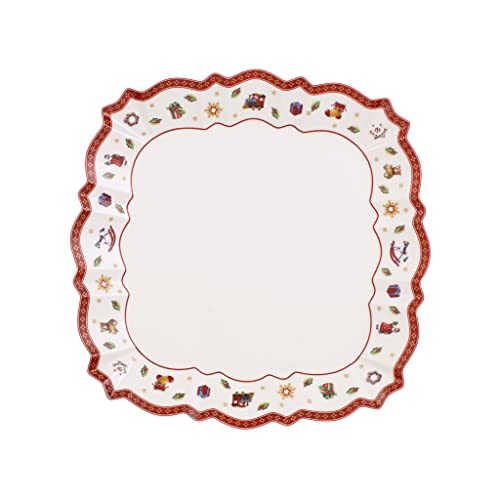 Villeroy & Boch Toy's Delight Servierteller, 26 x 26 cm, Premium Porzellan, Weiß/Rot