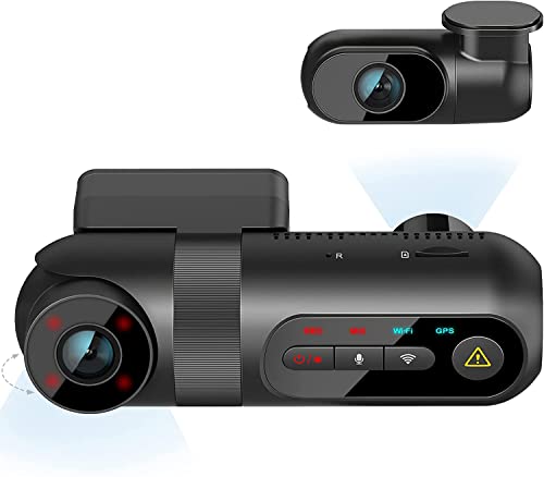 VIOFO T130 3 Lens WiFi App Dashcam 5GHz，1440P + 1080P + 1080P Vorne Hinten Auto Kamera mit GPS, IR Nachtsicht, 24h Parküberwachung Autokamera für LKW Auto, Drehbare Innenkamera Dash Cam, Daueraufnahme