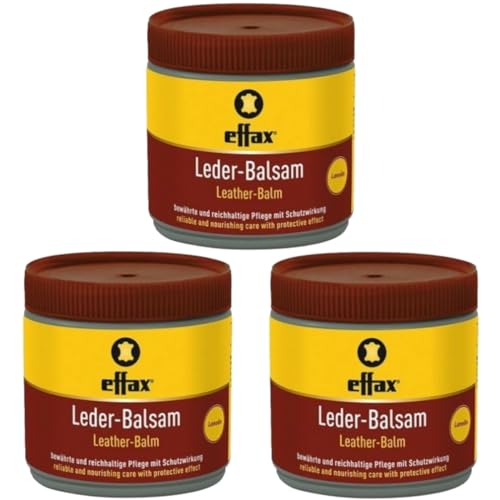 RL24 Effax - Leder-Balsam | Lederfett mit Bienenwachs | nährt, pflegt & schützt das Leder | Lederwachs für brillanten Glanz | feuchtigkeitsabweisende Lederpflege | 3 x 500 ml Dose (3er Set)