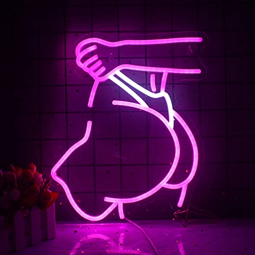 Secy Lady Buttocks Leuchtreklame LED-Wand-Neonlicht 11,4”x14" Zoll großes Acryl-Neon-Nachtlicht für Wanddekoration, rosa USB-Licht für Schlafzimmer, Badezimmer, Kneipe, Mann, Club, Spielzimmer, Bar