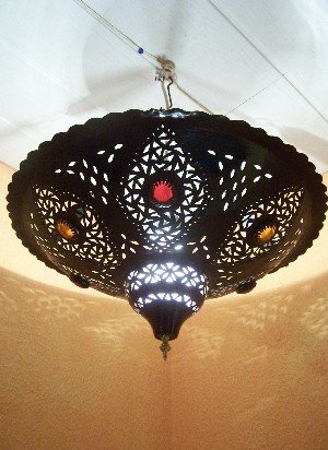 Orientalische Lampe Pendelleuchte Schwarz Anbar E27 Lampenfassung | Marokkanische Design Hängeleuchte Leuchte aus Marokko | Orient Lampen für Wohnzimmer, Küche oder Hängend über den Esstisch