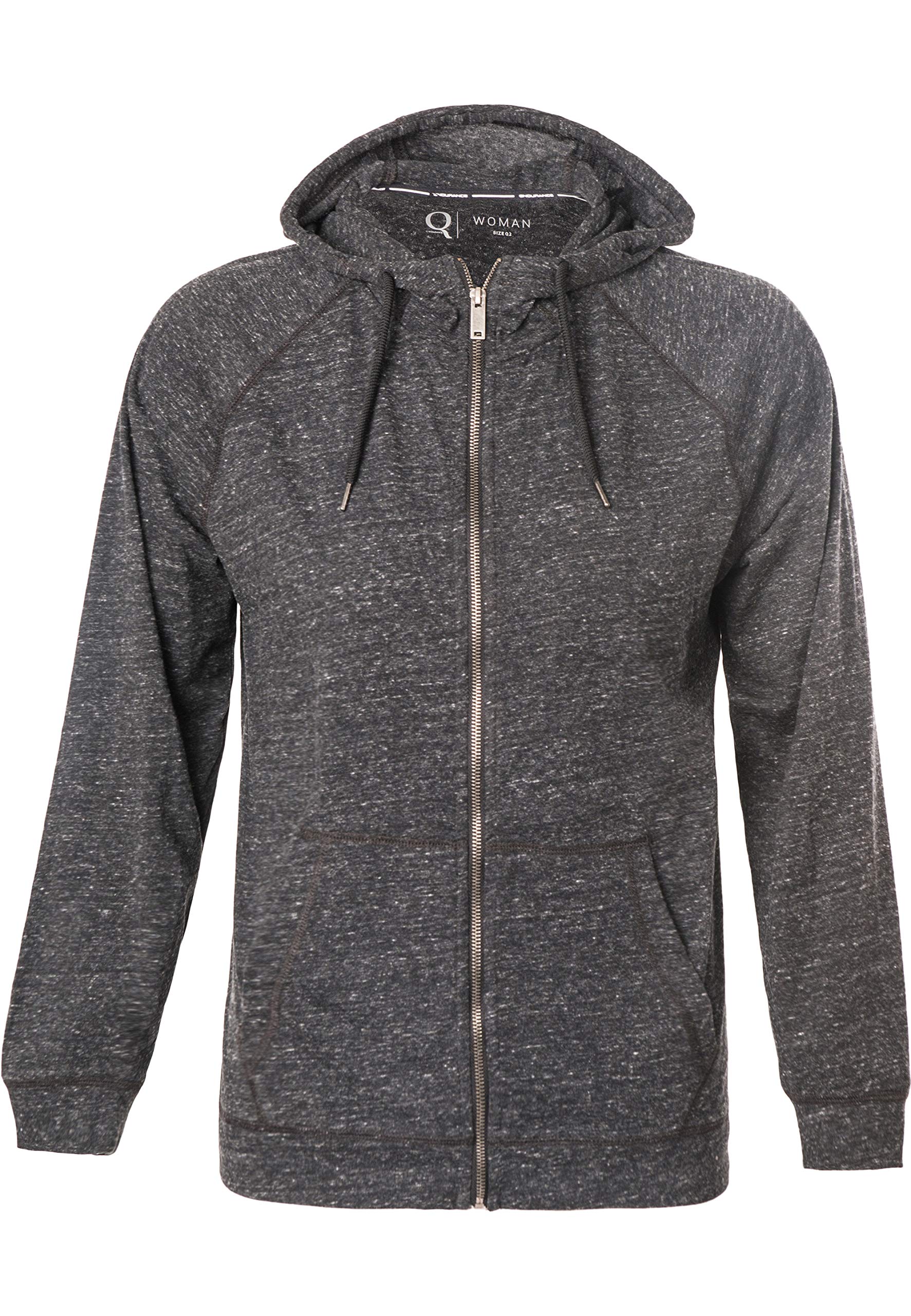 Q by Endurance Damen Sweatjacke Olivia Melange in großen Großen verfügbar 1001BM Black Melange, 44