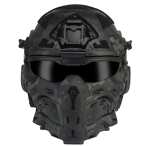 SUNDARE HL-98 Taktischer Helm, Taktischer Helm Militär Schutzausrüstung, Echte CS-Helme mit Kommunikations-Headsets, Anti-Beschlag-Fächer, Auswechselbare Gläser