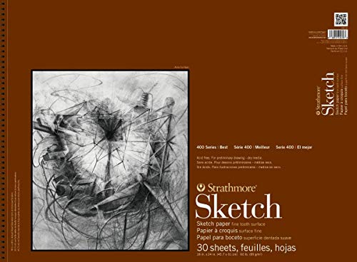 Strathmore 455-18 400 STR-455-18 Skizzenblock, 30 Blatt, 45,7 x 61 cm, Papier, weiß, 18" x 24" Wire Bound