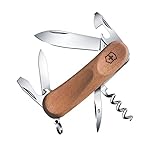 Victorinox Taschenmesser, Evolution 10 Wood, 85 mm, Schweizer Taschenmesser (Swiss Army Knife mit 11 Funktionen, Klinge, Dosenöffner, Schraubendreher 3 mm, Korkenzieher), braun