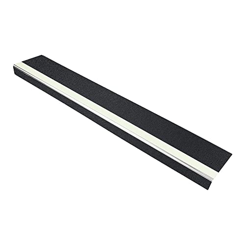 Treppenkantenprofil "Thin Line" 100 mm, Antirutschbeschichtung R13 (10 cm x 100 cm, schwarz + nachleuchtend + schwarz)