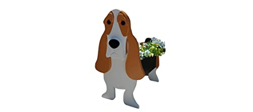 HTDZDX Hundepflanzer Blumentöpfe, Süß Tierisch Geformt Karikatur Blumenpflanzer,Pflanzgefäße Für Den Außenbereich, Garten, Terrassendekoration,Basset Hound,35*20*22cm