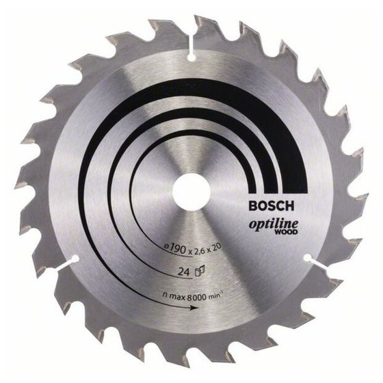 Bosch - Sägeblatt Optiline Wood für Handkreissägen ø190 x 20/16 x 2,6mm, 24 Zähne