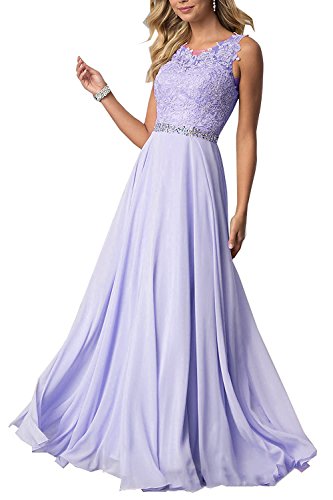CLLA dress Damen Chiffon Spitze Abendkleider Elegant Brautkleid Lang Festkleid Ballkleider(Lavendel,40)