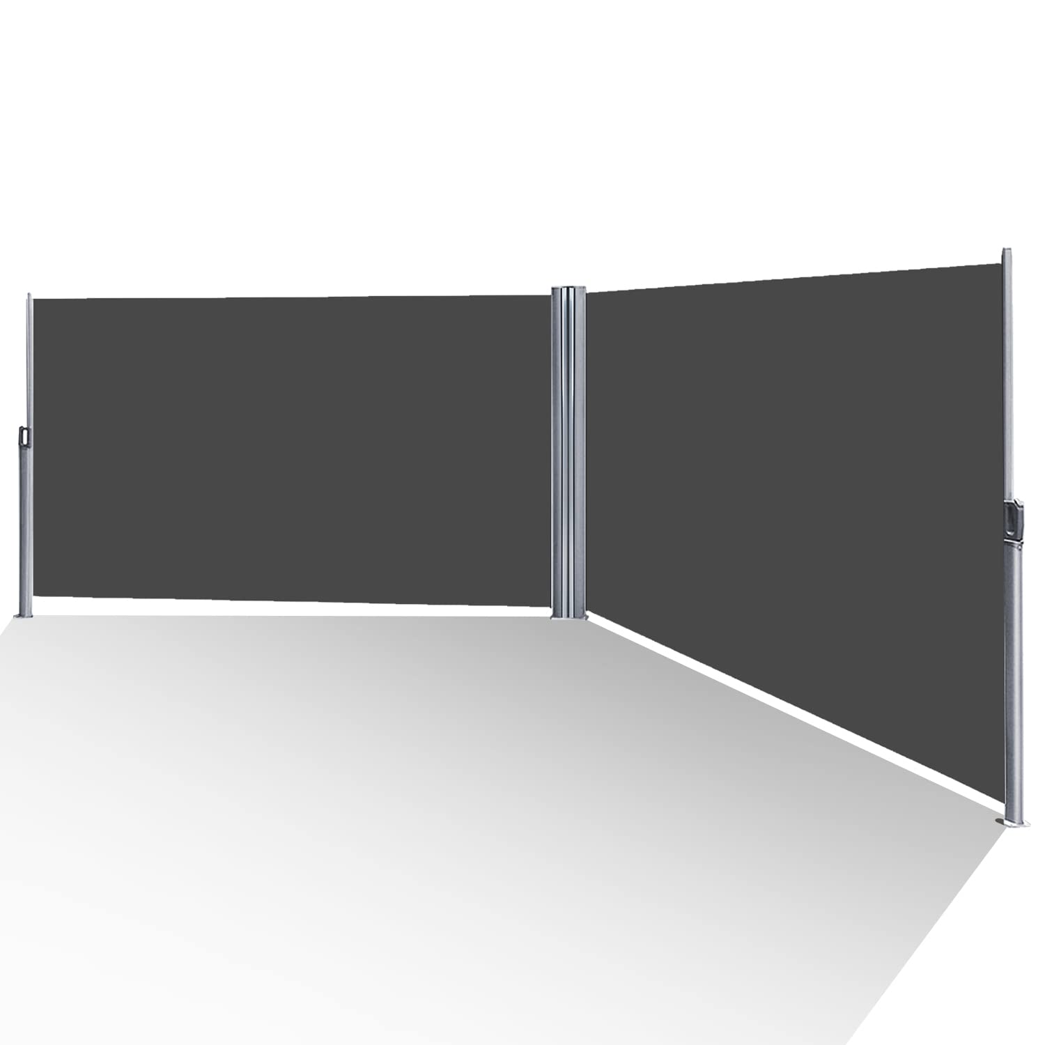 SWANEW Seitenmarkise Ausziehbare doppelseitenmarkise Seitenrollo mit Wandhalterun Sichtschutz Windschutz für Balkon & Terrasse (Grau 160 x 600 cm) Gartensichtschutz
