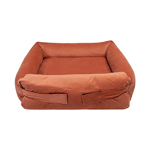 WUFY Hundebett Ausklappbares Sofa für Kleine Mittlere und Grosse Hunde Waschbar Orange Hundekissen Hundekorb Hundematratze Hundematte Größe: 50 x 50 cm