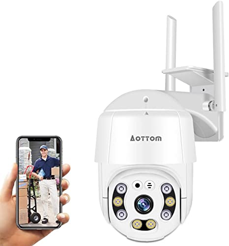 Überwachungskamera Aussen, 1080P WLAN IP Kamera Outdoor PTZ Dome Kamera, Sicherheitskamera mit Bewegungsmelder, 40m Nachtsicht, 2-Wege-Audio, IP66 Wasserdicht, kostenlos App, SD Kartenslot(MAX.128 GB)