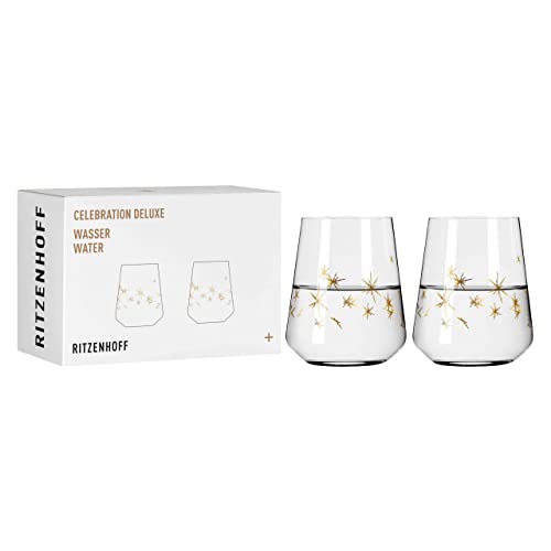 Ritzenhoff 6141013 Wasserglas 500 ml – Serie Celebration Deluxe Set Nr. 3 – 2 Stück mit Echt-Gold – Made in Germany