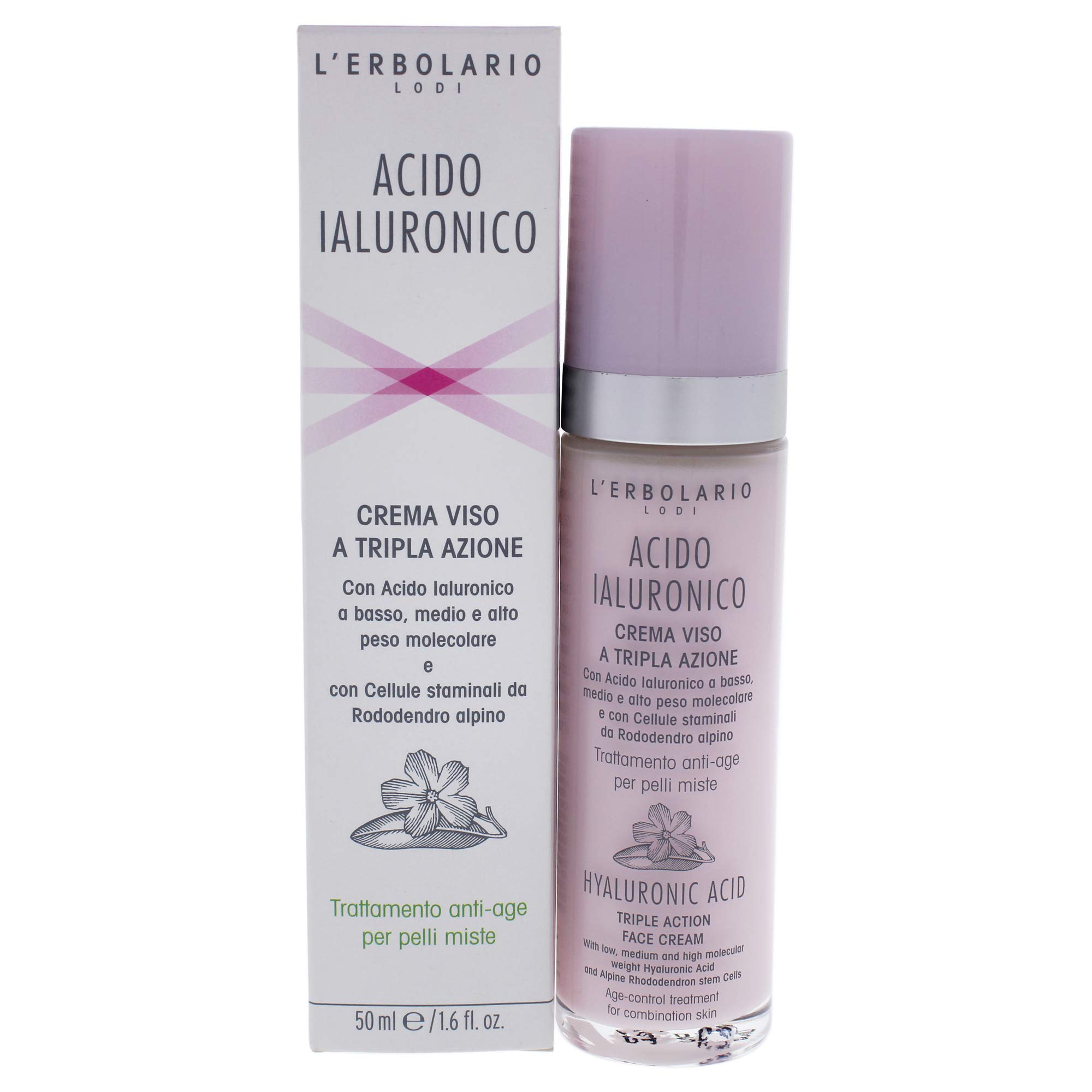 L'Erbolario, Gesichtscreme mit Hyaluronsäure, Geeignet für Mischhaut, Ausgleichende und Reinigende Wirkung, Größe: 50 ml