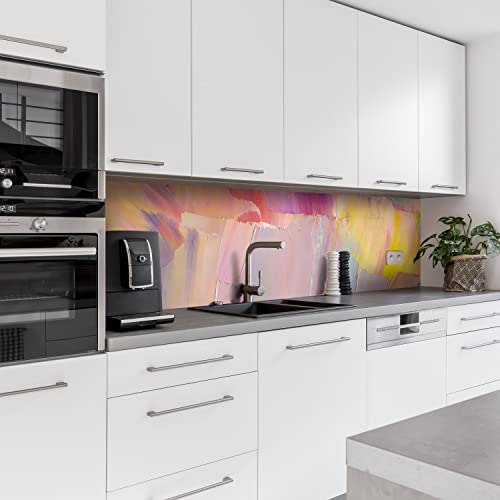 Dedeco Küchenrückwand Motiv: Kunst V2, 3mm Aluminium Alu-Platten als Spritzschutz Küchenwand Verbundplatte wasserfest, inkl. UV-Lack glänzend, alle Untergründe, 220 x 60 cm