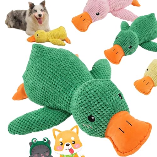 Wjfrnk The Mellow Dog Beruhigende Ente Hundespielzeug, beruhigende Ente, beruhigende gelbe Ente, emotionale Unterstützung, Ente für Hunde, gelbe Ente (grün)