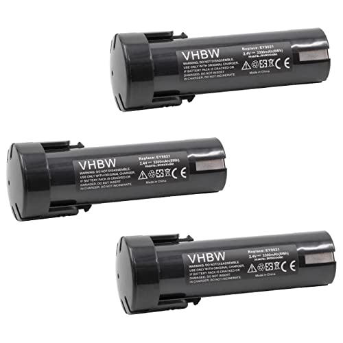 vhbw 3x Akku kompatibel mit ABB SDF-AK210 Elektrowerkzeug (3300mAh NiMH 2,4V)