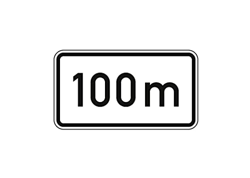 Verkehrszeichen In 100 m - nach StVO mit RAL Gütezeichen - Maße: 231 x 420 mm, Flachform Alu 2 mm, Folie RA 2
