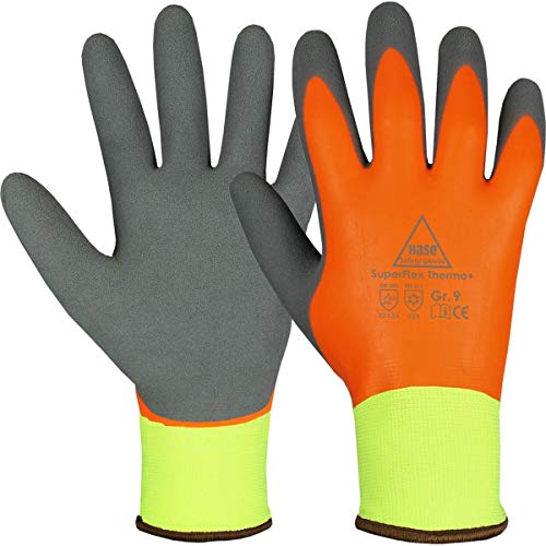10 Paar Hase Safety Gloves Superflex Thermo+ Winter-Arbeitshandschuhe wasserdicht, Latex-Winterhandschuhe gefüttert Größe XL (10)