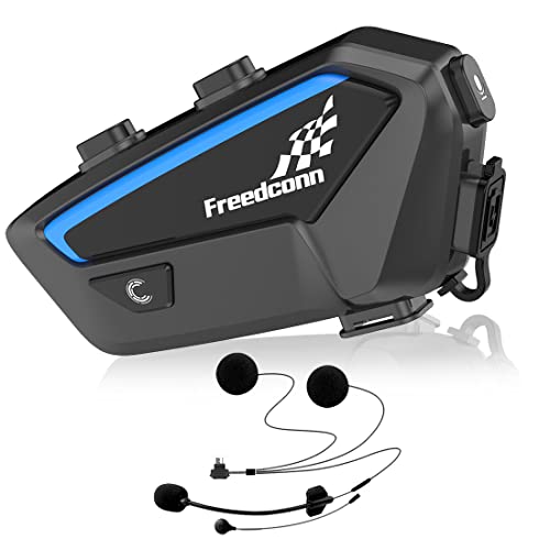 FreedConn FX Motorrad Intercom, Helm Headset für bis zu 8 Motorräder mit Reichweite von 1200m, DSP und CVC Geräuschunterdrückung Motorradhelm Kommunikationssystem mit Musikteilen Funktion, FM Radio