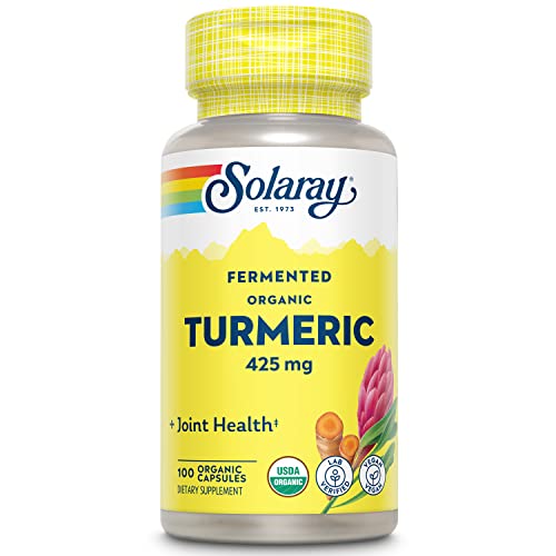 Solaray Bio Kurkuma (Turmeric) fermentiert | 425mg pro Kapsel | 100 Kapseln | hochdosiert | vegan | laborgeprüft | ohne unerwünschte Zusatzstoffe | Nahrungsergänzungsmittel mit Kurkuma