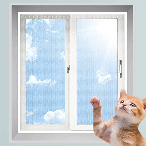 Fliegengitter für Katzenfenster, Netz, Anti-Moskitonetz, Katzenfensterschutz für Katzen, kratzfest, Katzen-Balkonnetze, Haustierschutznetz (150 x 160 cm, weiß + weiß)