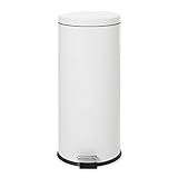 Rubbermaid Commercial Products 8gal Steel Round Medi Can Step Trash Can with Galvanized Liner - White