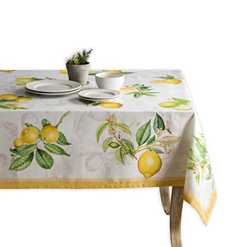 Maison d' Hermine Limoncello 100% Baumwolle Tischdecke für Küche | Abendessen | Tischplatte | Dekoration Parteien | Hochzeiten | Frühling/Sommer (Rechteck, 140cm x 180cm)