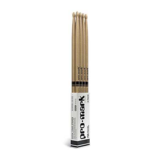 ProMark Classic Forward 7A Hickory Drumsticks, ovale Holzspitze, 4 Paar